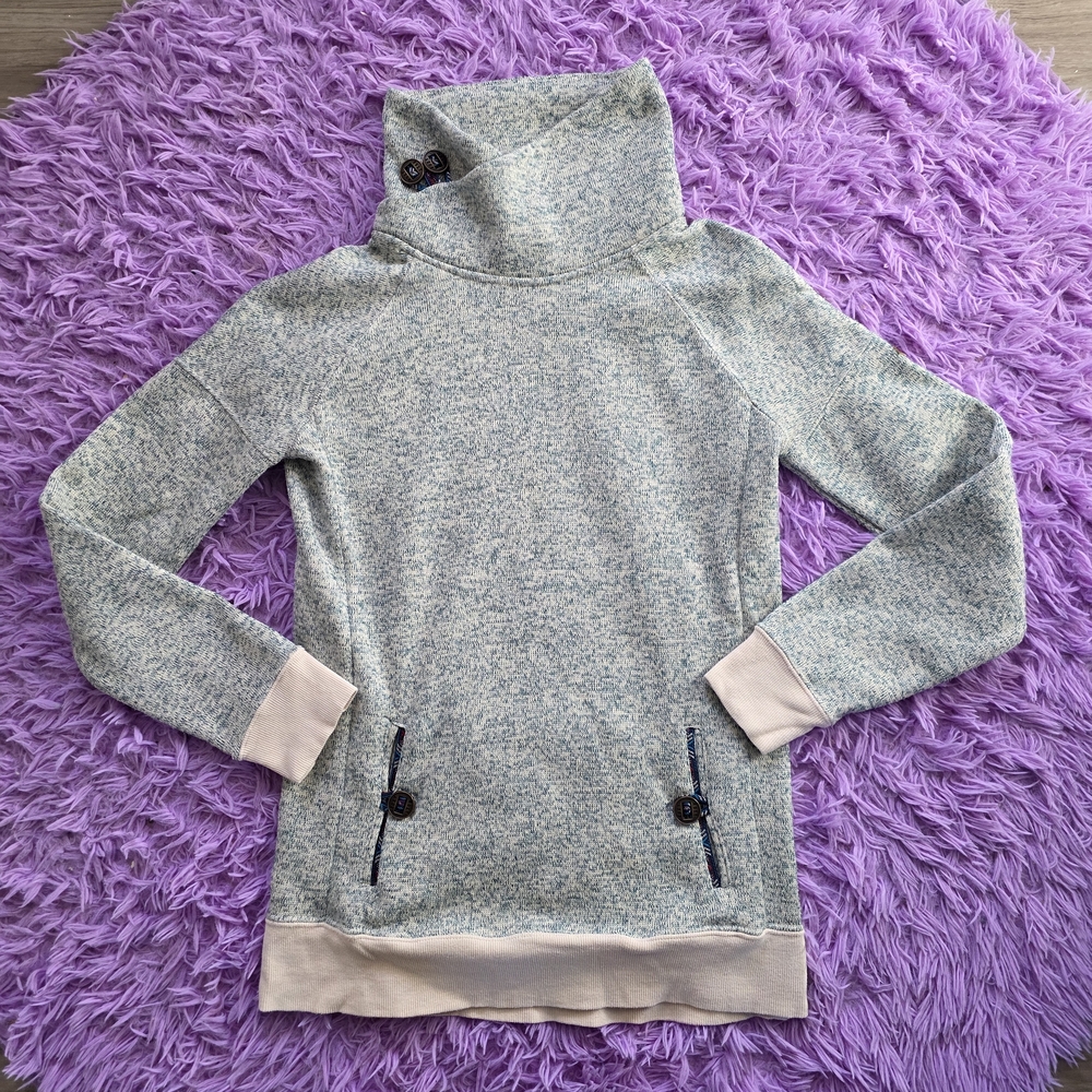 Roxy Heathered Blue Cowl Neck Sweater